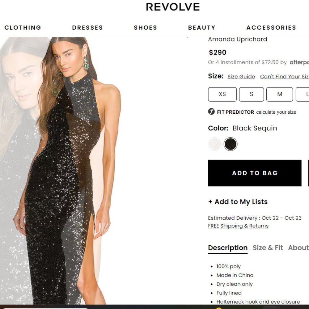 x REVOLVE Samba Gown in Black Sequin Amanda Uprichard Color: Black Sequin Size